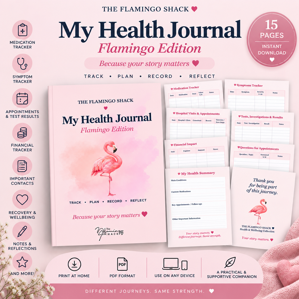 My Health Journal Flamingo Edition – Main Mockup