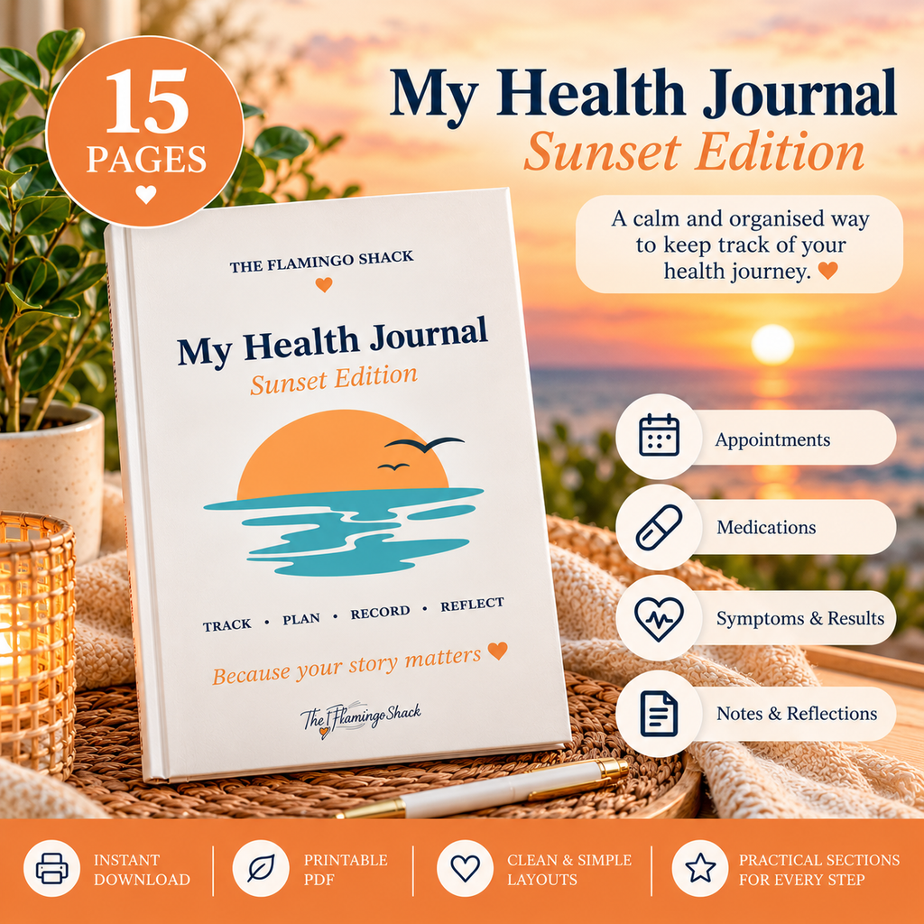 My Health Journal – Sunset Edition | Printable Digital Download