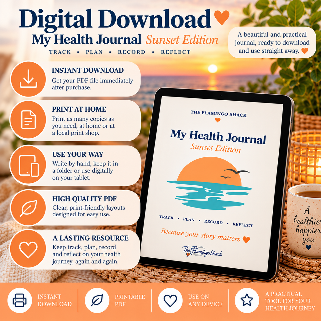 My Health Journal – Sunset Edition | Printable Digital Download