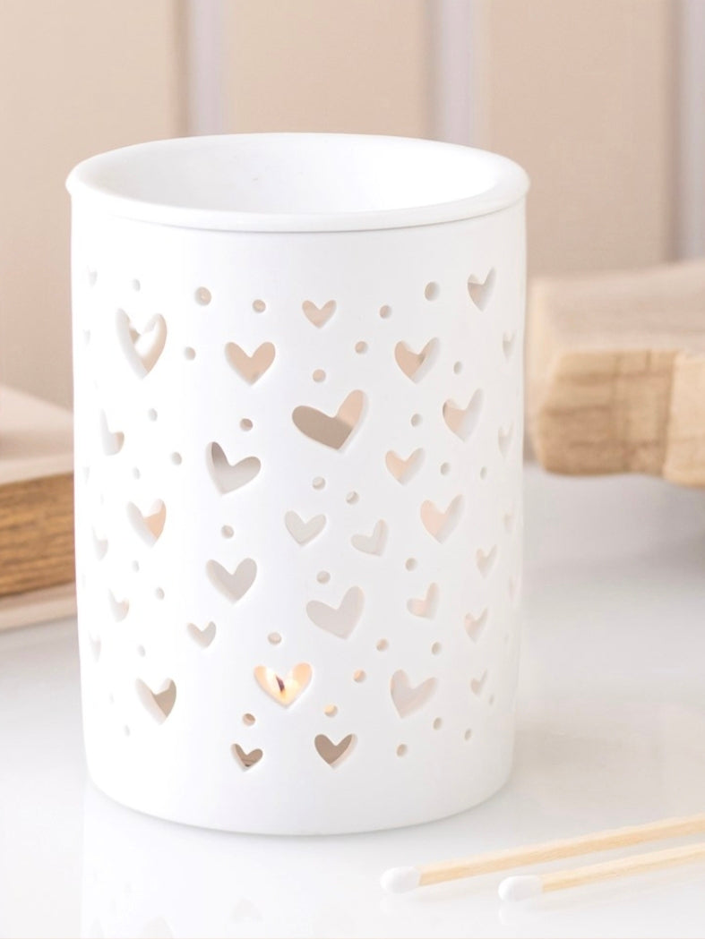 White Heart Cut Out Oil and Wax Warmer