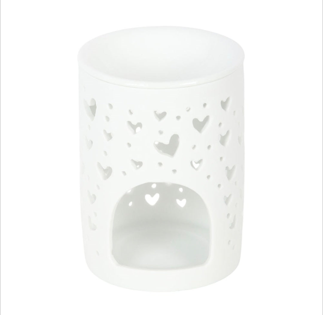 White Heart Cut Out Oil and Wax Warmer
